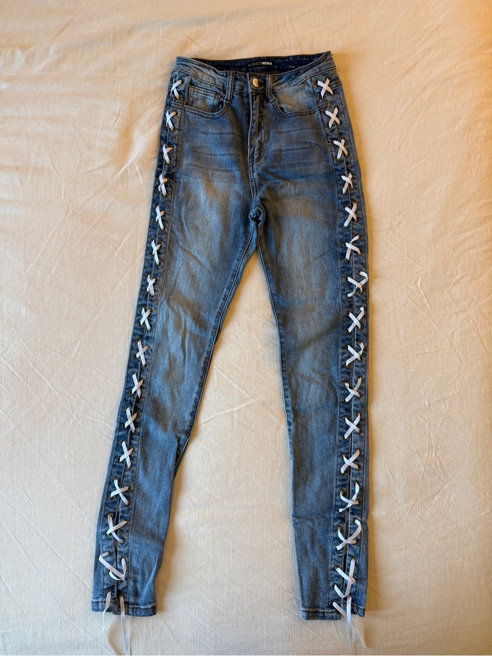 Fashion Nova Malena Lace-Up Skinny Jeans